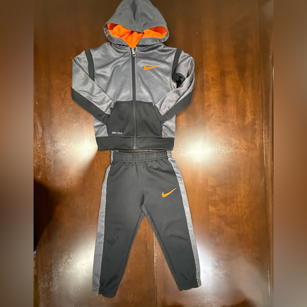 Nike Dri-FIT Gray and pop of Orange Hoodie